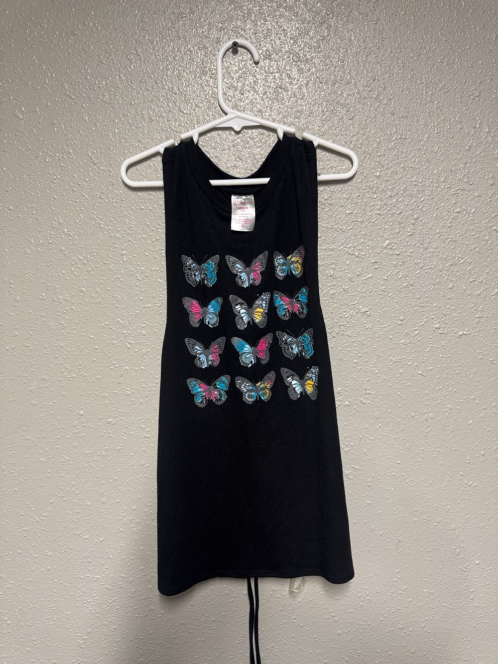 No Boundaries Black Tank Top with Multicolor Butterfly Print